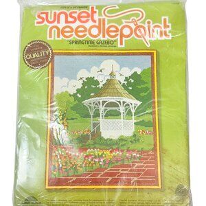 Rare Sunset Needlepoint Kit "Springtime Gazebo" (1980) New